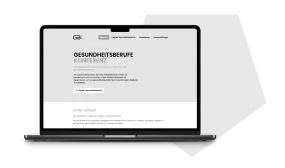 Laptop-Bildschirm mit Website der Gesundheitsberufe-Konferenz (GBK) in Oesterreich