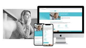 Salfero Website auf Desktop und Mobile: Gesundheitsplattform zur Foerderung langfristiger Therapietreue. Fokus auf Patient Support Programme (PSP) und realitaetsnahe Therapieunterstuetzung