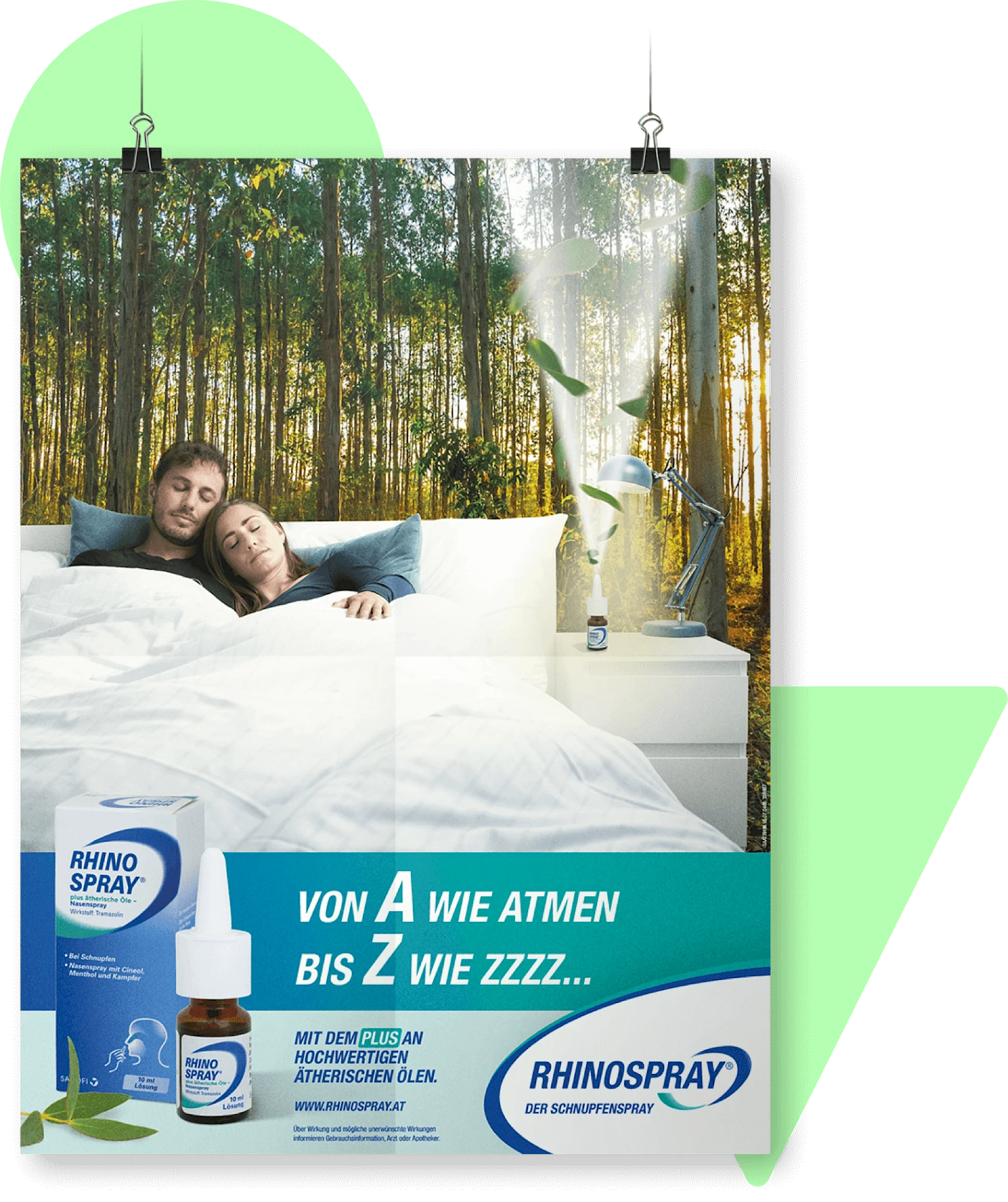 Werbeposter für Rhinospray Plus mit dem Slogan