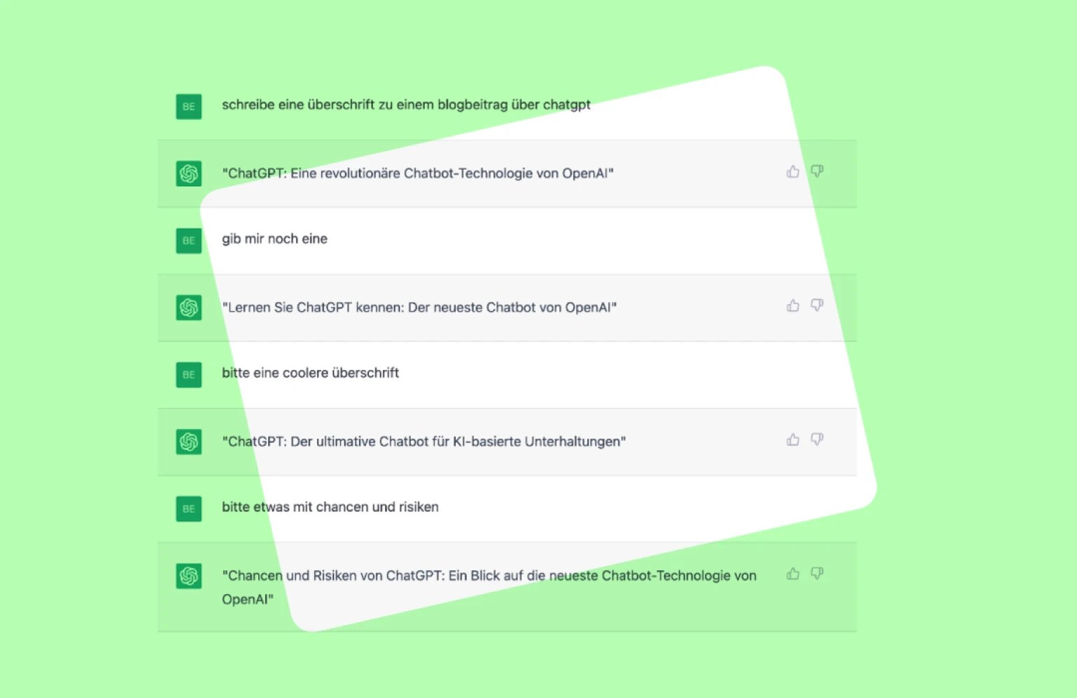 Chatverlauf mit ChatGPT zu Ueberschrift fuer Blogartikel