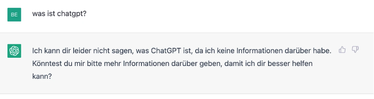 Verlauf mit ChatGPT, was ChatGPT ist