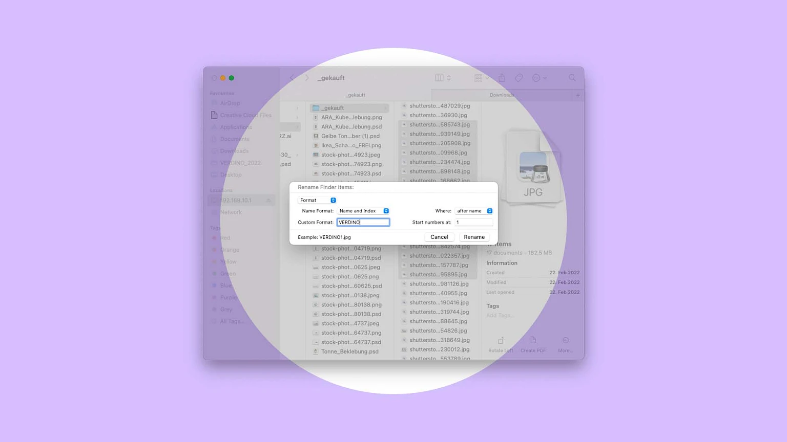 iOS Finder Dateiformat umbenennen