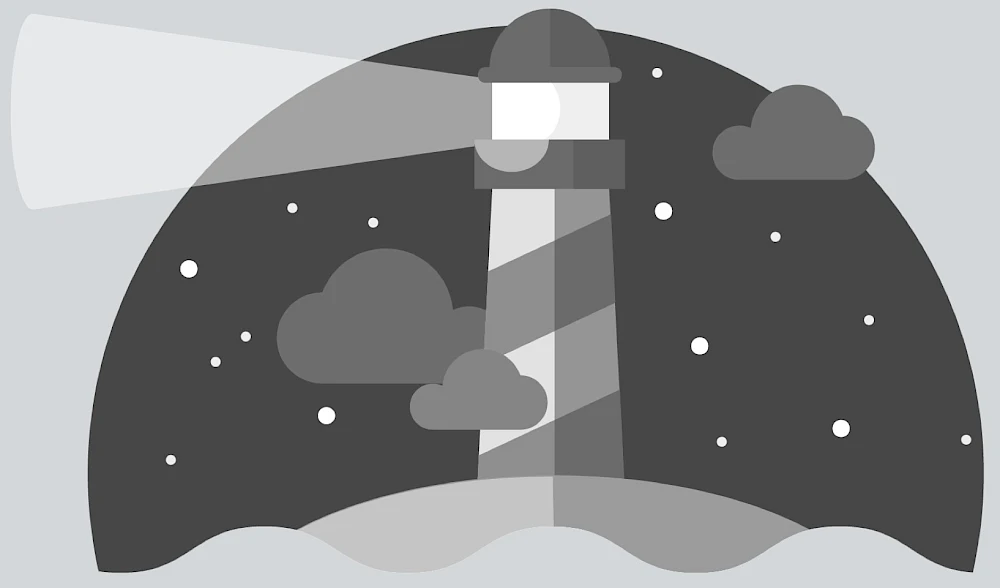 Illustration eines Leuchtturms vor Sternenhimmel