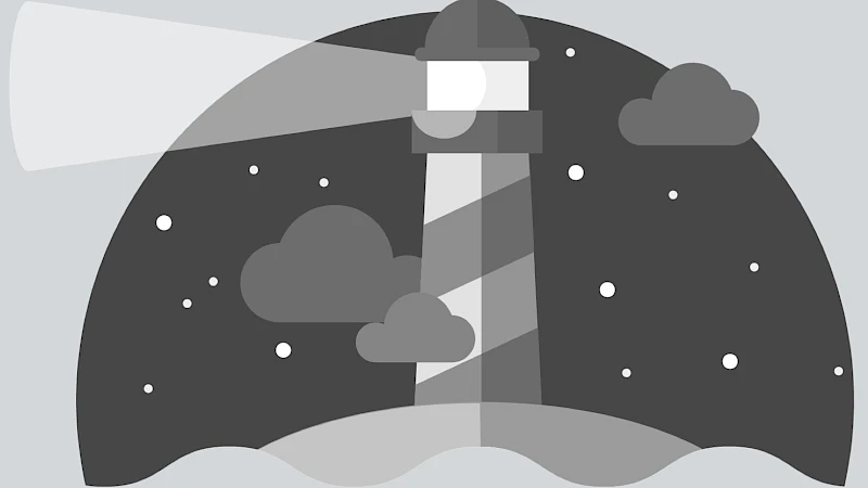 Illustration eines Leuchtturms vor Sternenhimmel