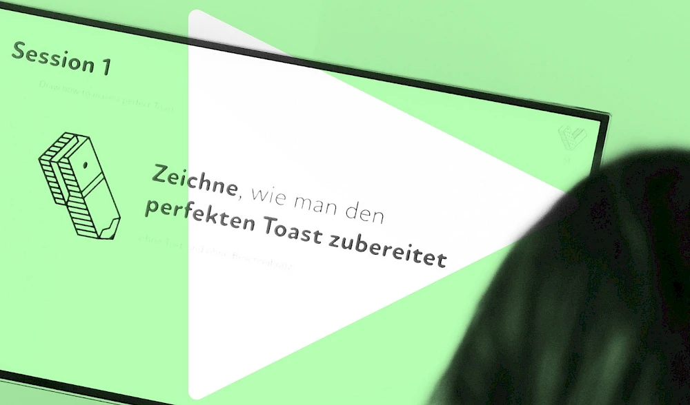 Präsentationsfolie mit dem Titel Session 1 und der Aufgabe