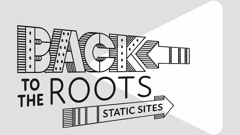 Kreativer Schriftzug Back to the roots static sites mit Pfeilform in Verdino-Style