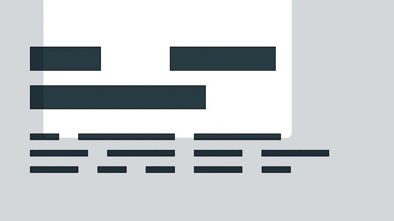 Strukturierte Anordnung von Textbloecken und grafischen Elementen als Konzept für eine digitale Plattform oder Website