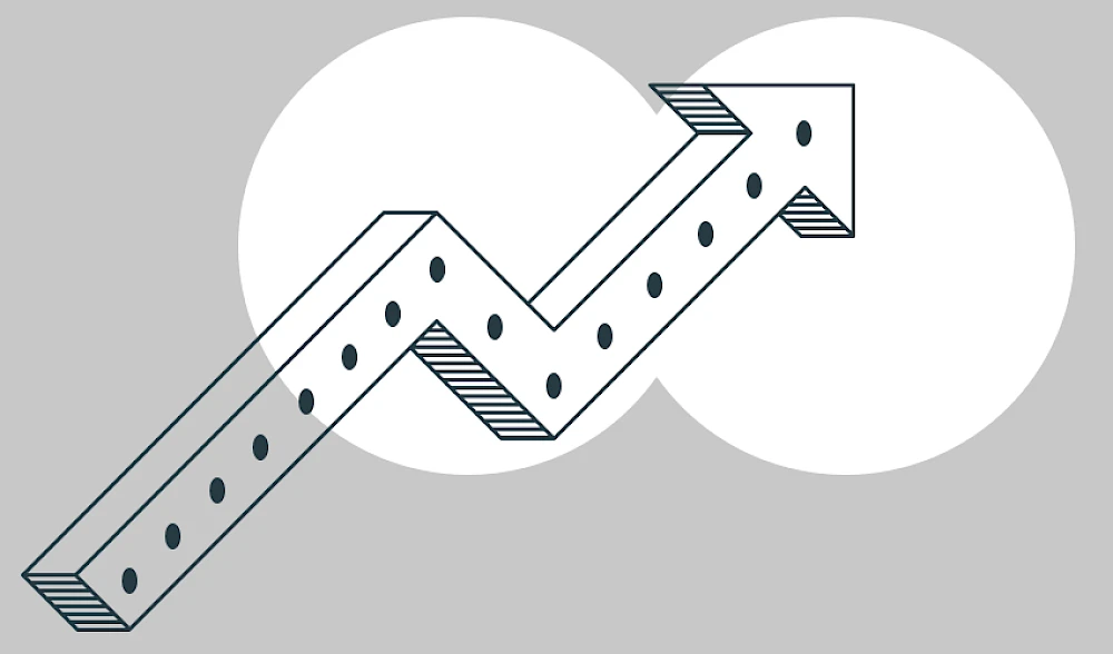 Illustration eines nach oben zeigenden Pfeils im Verdino-Style