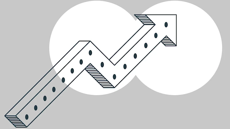 Illustration eines nach oben zeigenden Pfeils im Verdino-Style