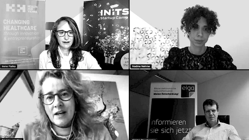 Virtuelle Diskussion im Online Call mit Health Hub