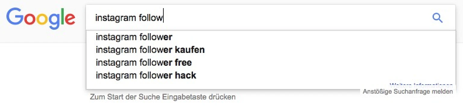 Screenshot Google Search Follower kaufen