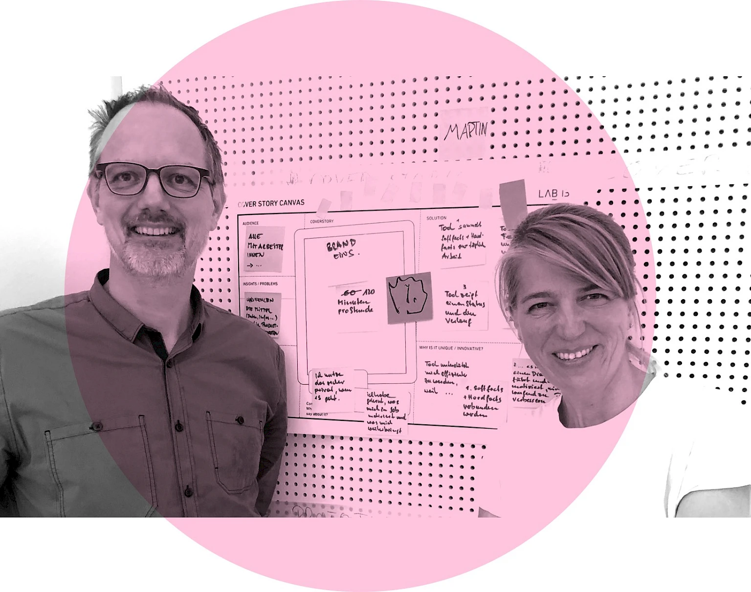 Martin und Katja bei Digital Innovation mit ihrer Cover Story Canvas