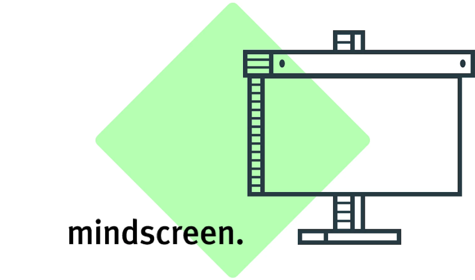 Praesentationsleinwand im Verdino-Style neben Logo mindscreen.
