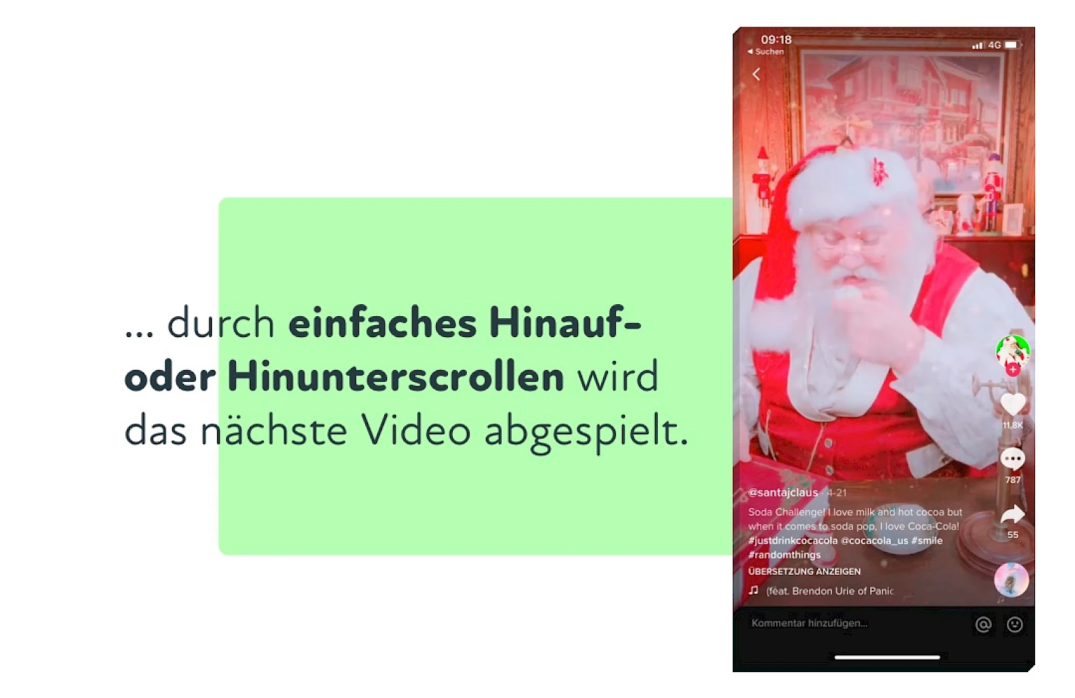 Info zu Videowiedergabe neben TikTok Video mit essendem Weihnachtsmann