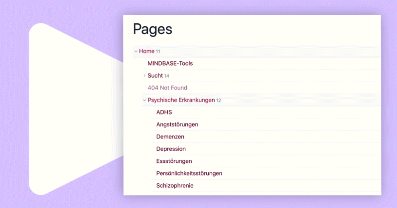 Darstellung der Seitenstruktur in Pages: verschieben des Elements