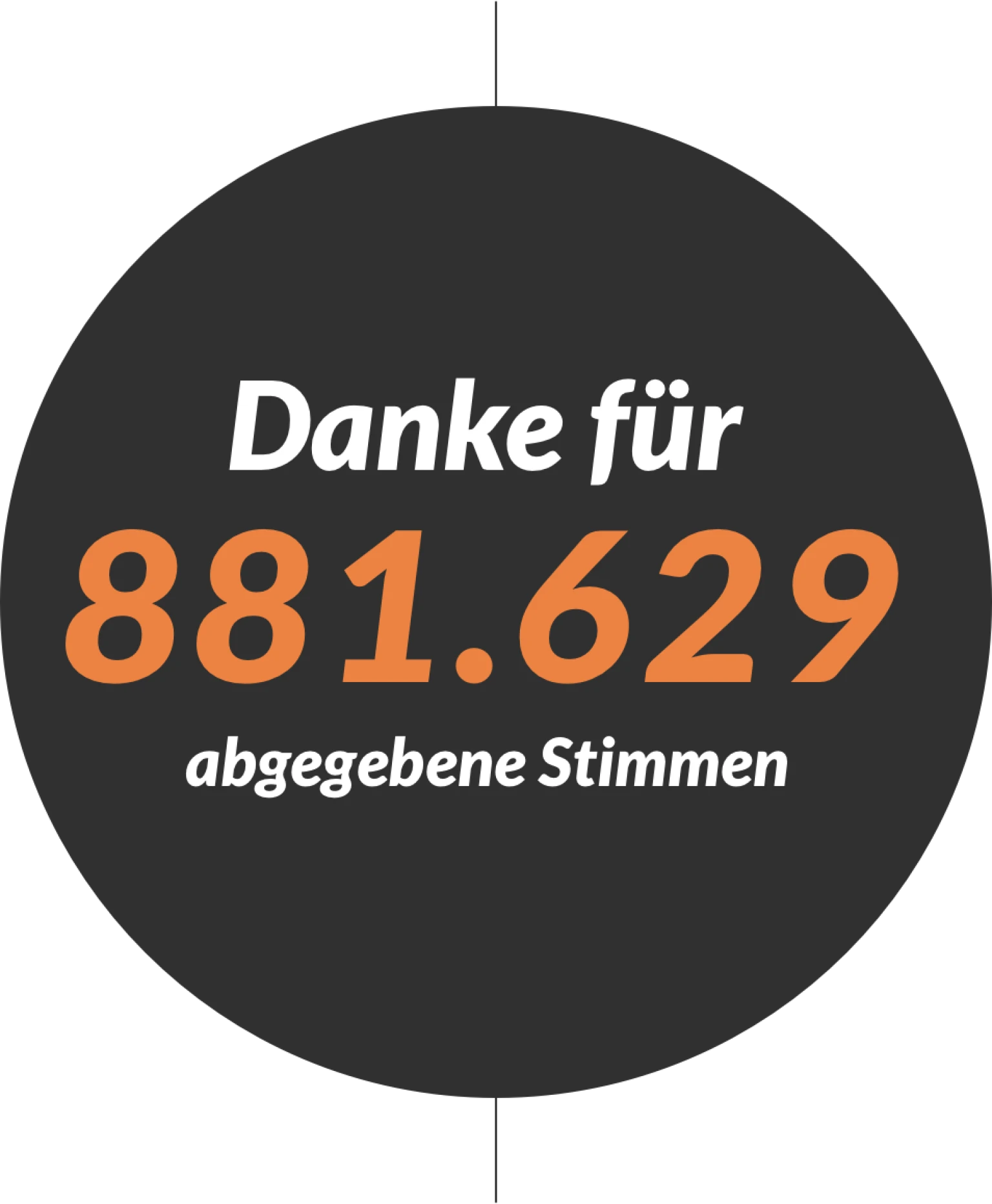 Dunkler Kreis mit Schriftzug