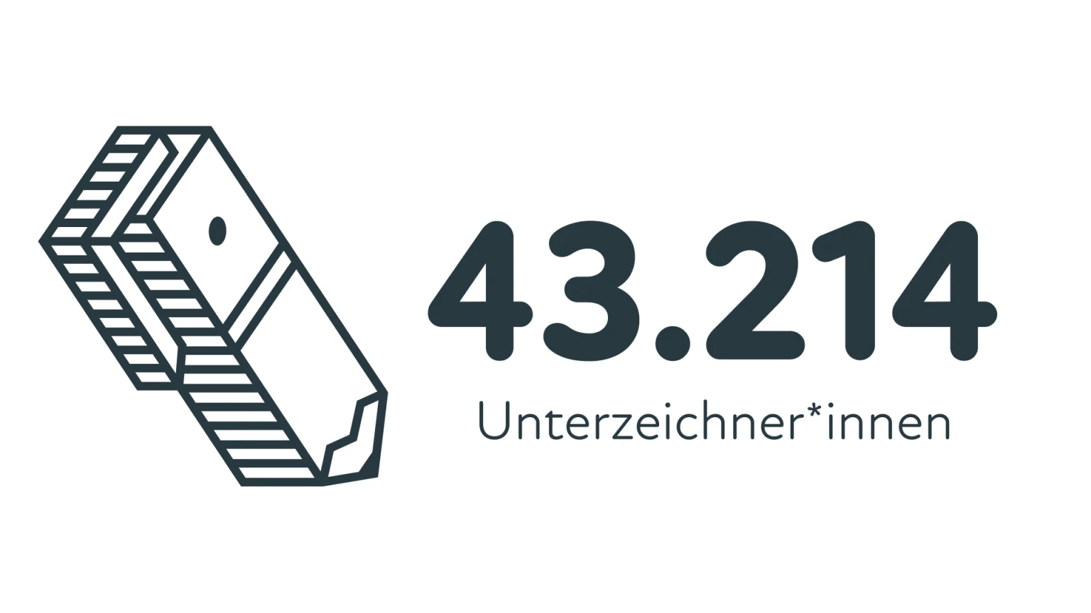 Anzahl der Unterzeichner*innen der Don‘t Smoke Initiative: 43.214, daneben Darstellung eines Stifts.