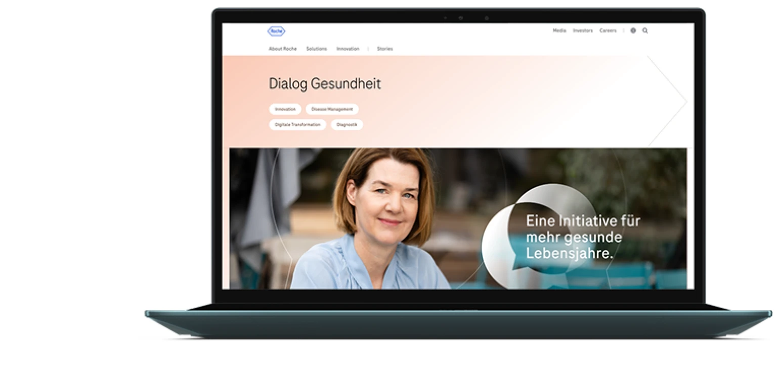 Laptop mit Landingpage der Initiative Dialog Gesundheit